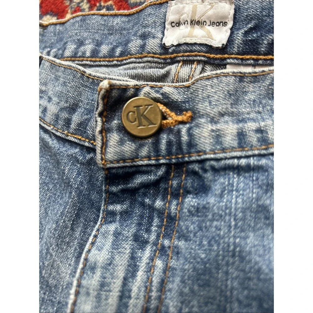 Vintage CK JEANS CALVIN KLEIN Stone washed Denim Shorts HIGH-RISE Baggy 11